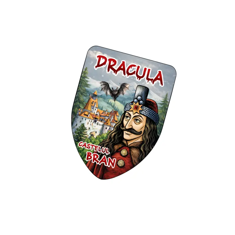 Dracula, castelul bran, magnet lemn, suvenir gift shop romania, model mgs218